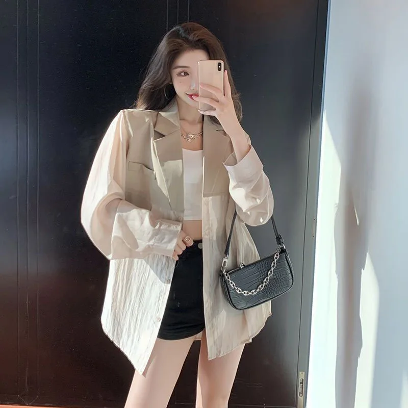 Neue Mode Streetwear Anzug Jacke Frauen koreanischen Temperament Patchwork Blazer Damen elegante All-Match lose Mesh Mantel