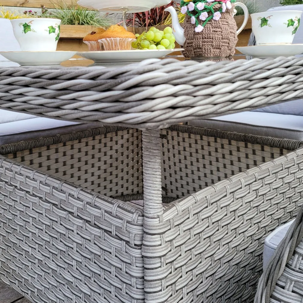 Restaurant Aluminium Frame 4 Seat Square Dining Set Outdoor PE Wicker Furniture Garden Tables & Rattan Chairs Patio Set