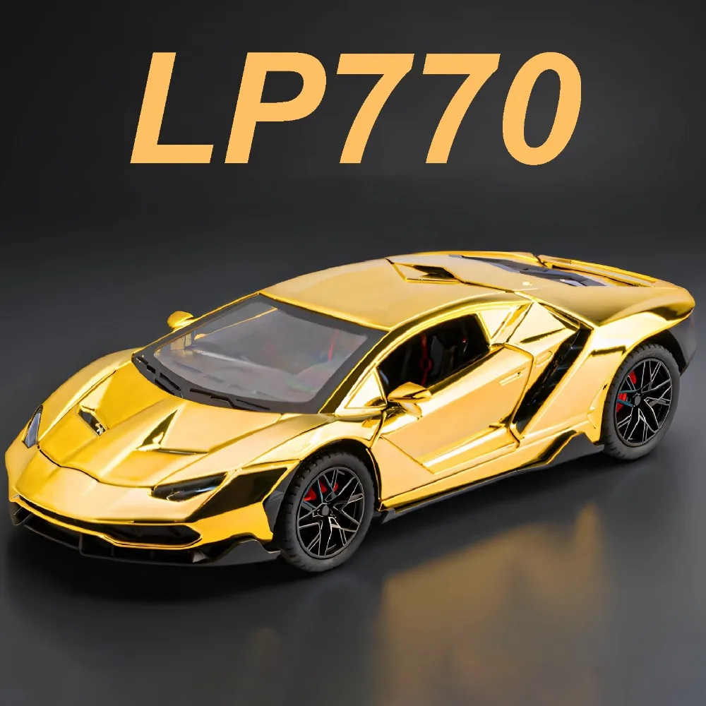 

Масштаб 1:24 LP770 Revuelto, модель спортивного автомобиля, игрушка, регулируемый хвостовой плавник, звуковой свет, амортизирующие модели, детские праздничные подарки