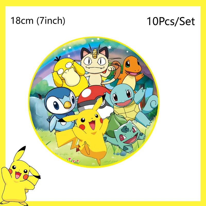 Pokemon Verjaardagsfeestje Decoratie Pikachu Wegwerp Servies Cup Servet Plaat Tafelkleed Baby Douche Cake Topper Vlag Ballonnen