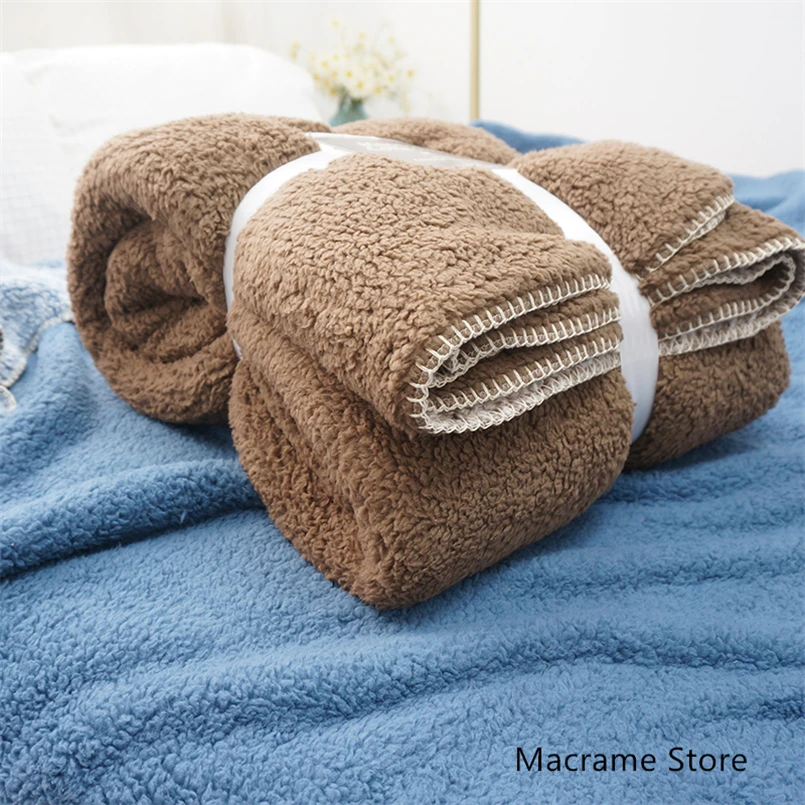 Soft Double Thickened Teddy Velvet Double Blanket, Monochromatic, Warm, Simple, Multifunctional, Autumn and Winter