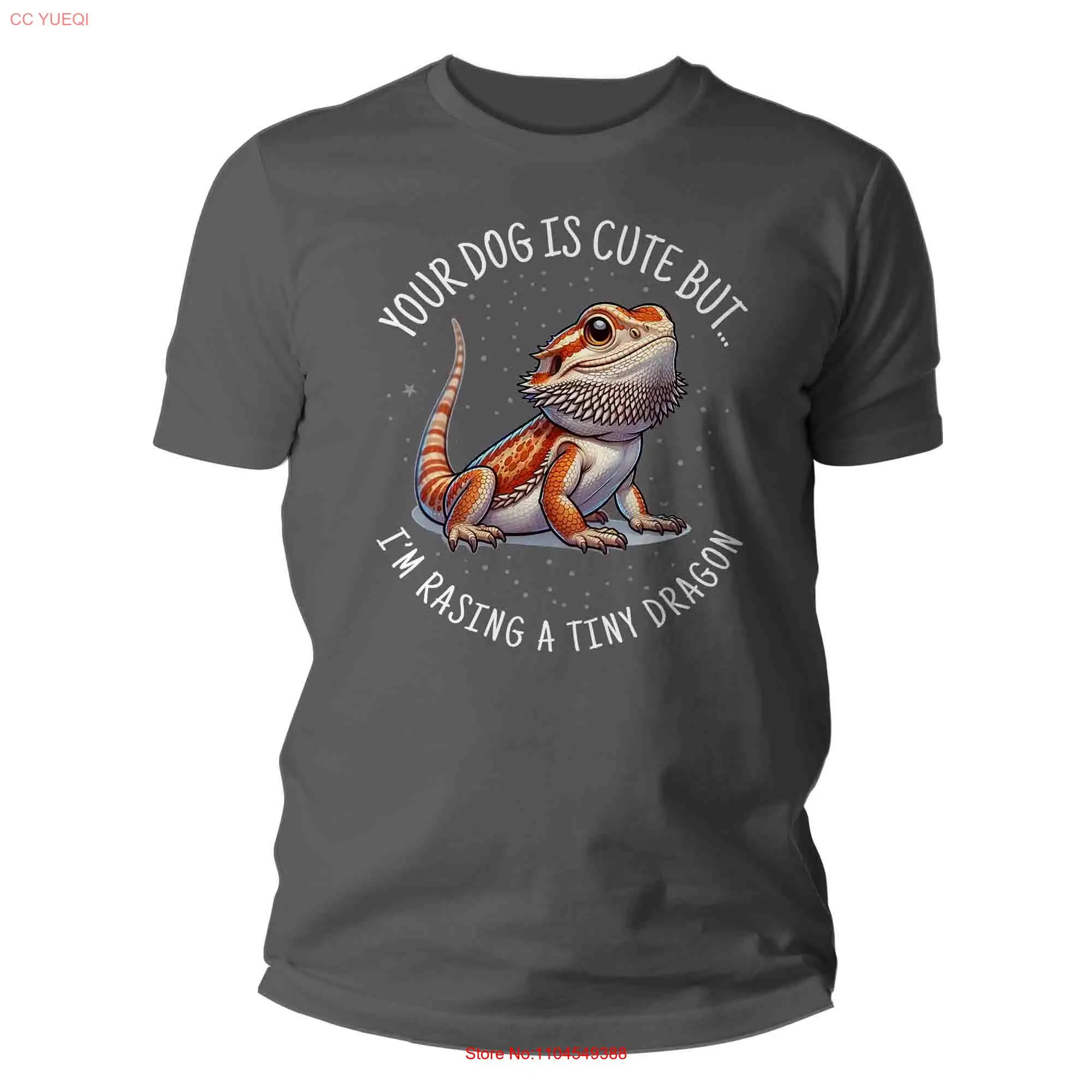 

Men's Funny Bearded Dragon T Shirt Raising Tiny Dinosaur Idea Reptile Lizard Cute Herpetology long or short sleeves
