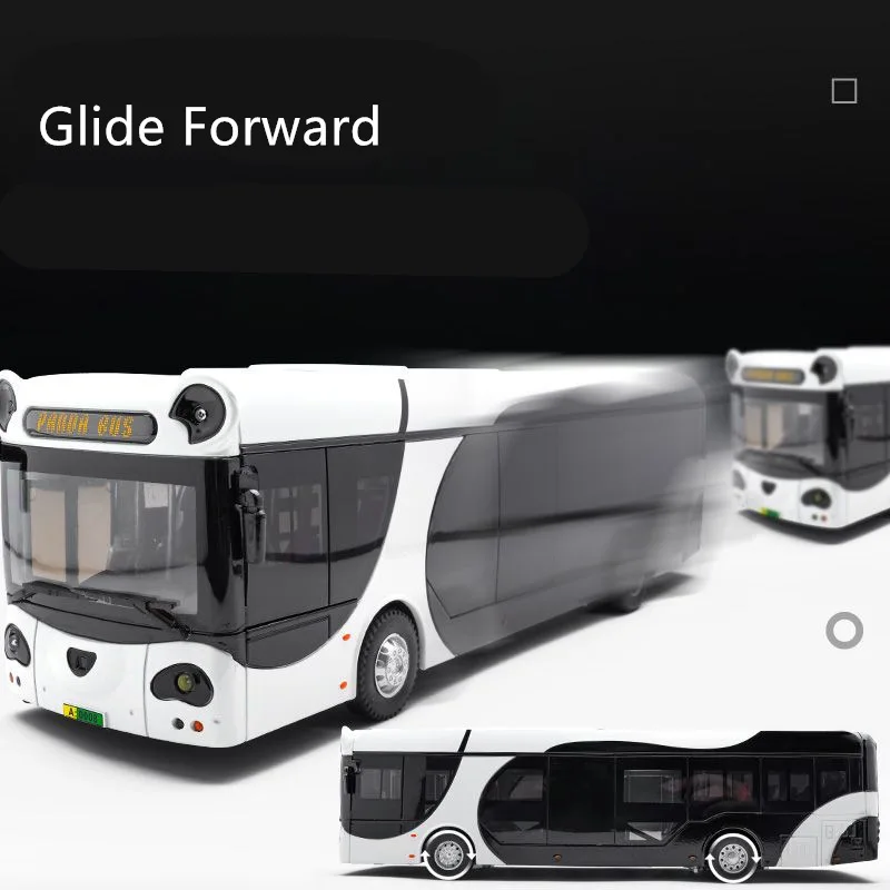 Large Size Electric Tourist Traffic Panda Bus Alloy Passenger Car Model Diecast Toy Business Bus Model Sound and Light Kids Gift