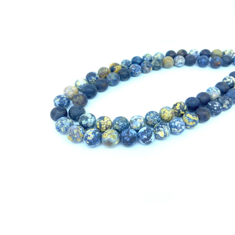 6 8 10 12 14MM Natural Gemstone Round Frosted Blue Ocean Agate Loose Beads For Jewelry Making DIY Bracelets Necklace