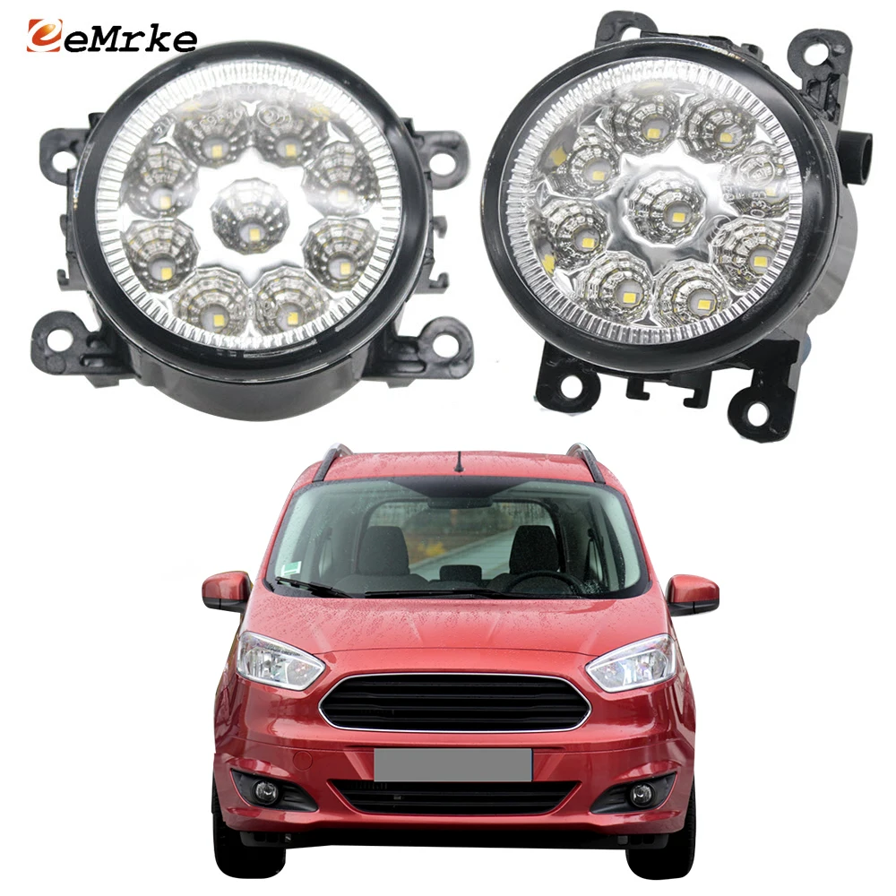 EEMRKE 2x 9 Led Fog Lights Assembly for Ford Tourneo Transit Courier 2014 2015 2016 2017 H11 Front Bumper Lamp Car Styling DRL