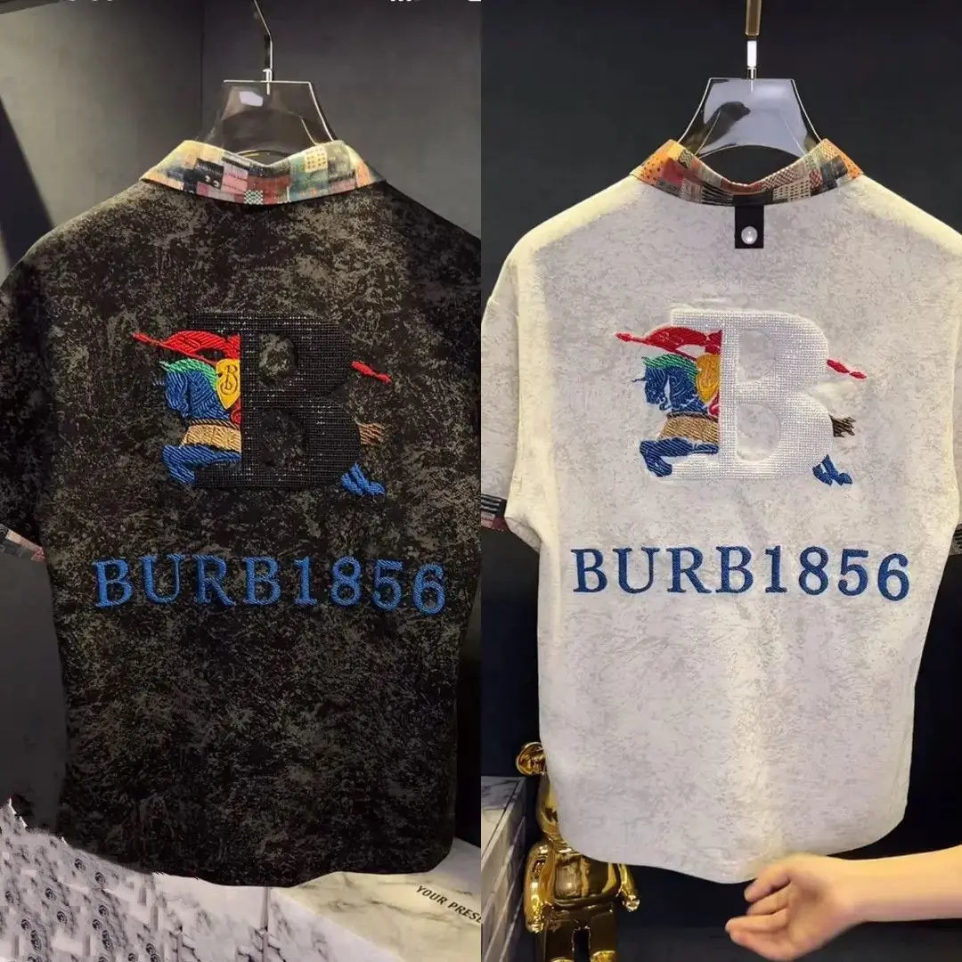 

Модный дизайн, летняя повседневная футболка с короткими рукавами, мужская новая повседневная рубашка-поло с лацканами и половиной рукавов