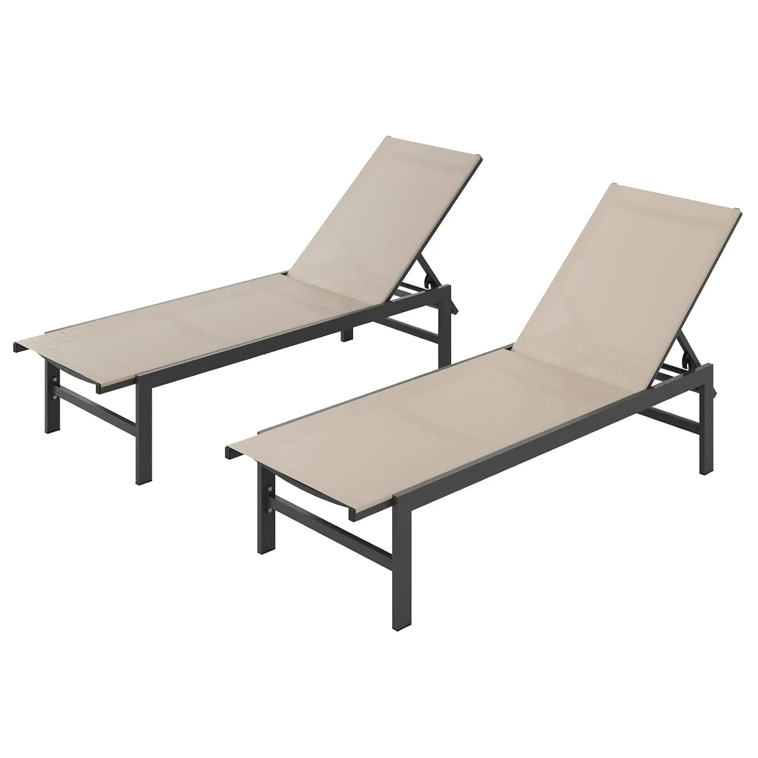 Aluminum Pool Lounge Chair Set 2 with 5-Position Recliner for Backyard Patio Deck, Customized