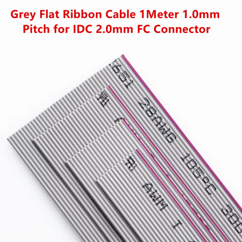 Grey Flat Ribbon Cable 1 Meter 1.0mm Pitch for IDC 2.0mm FC Connector 10P/14P/16P/20P/26P/34P/40P/50P/60Pin 28AWG Wire