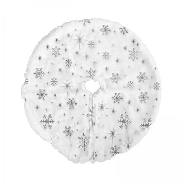 4xChristmas Tree Skirt Tree Mat for Home Decor Xmas Party Outdoor Indoor Snowflake Silver