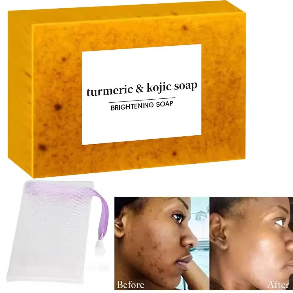 100g Turmeric Kojic Acid Glow Soap Dark Spot Acne Removal Even Skin Tone Smooth Skin Deep Cleansing Oil Control Face Skin Care