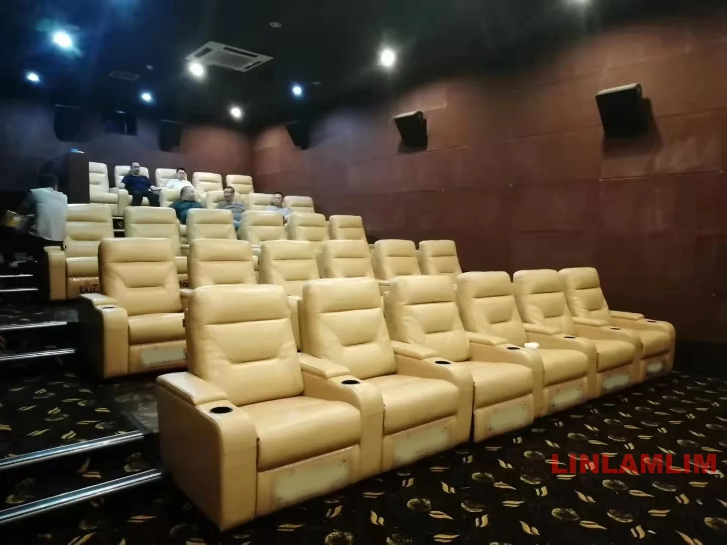 Linlamlim Genuine Leather Sofa set With POWER RECLINING SEATS, Theater Electric Recliner Couch Nordic Seating Room Cinema Sofas