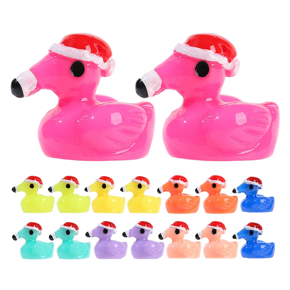 

2 Sets Miniature Resin Flamingo Figurines Tiny Ducks Decor H crafted Christmas naments Home Office Gifts