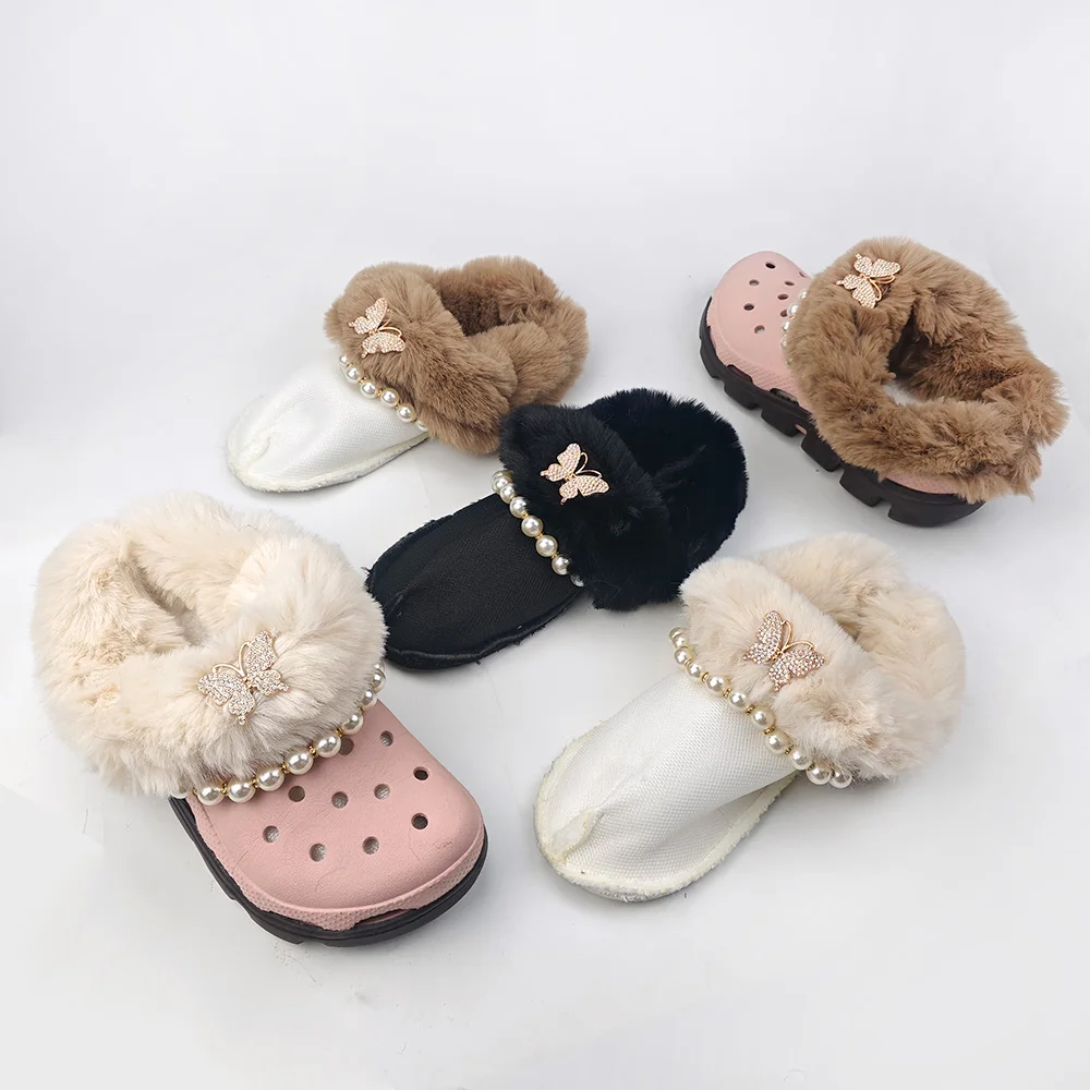 

New 1 Pair Winter Warm Shoe Cover Soft Fur Insoles Inserts Plush Cover Thicken Shoe Accessories Removable Ankle Sock Shoe Charms