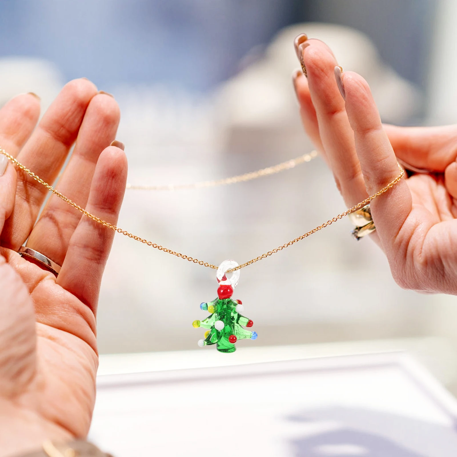 

5 Pcs Christmas Tree Accessories Jewelry Making Charms DIY Crafts Small Creative Decorations Glass Necklace Pendant Bracelet