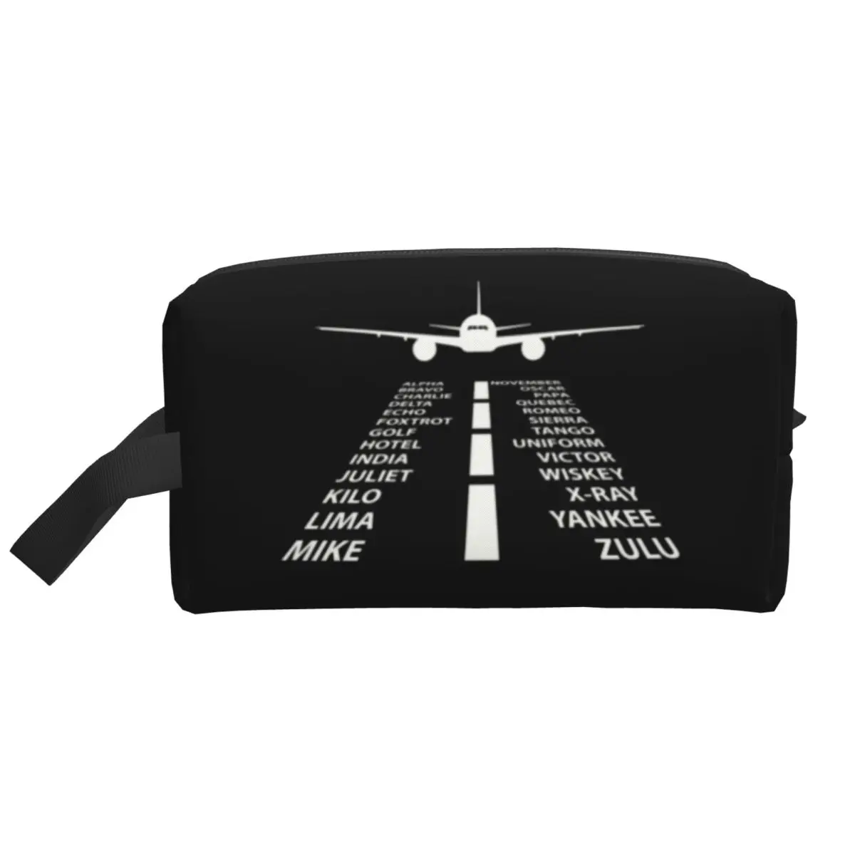 Custom Phonetic Alphabet Pilot Airplane Makeup Bag Travel Cosmetic Organizer Cute Aviation Plane Fighter Storage Toiletry Bags