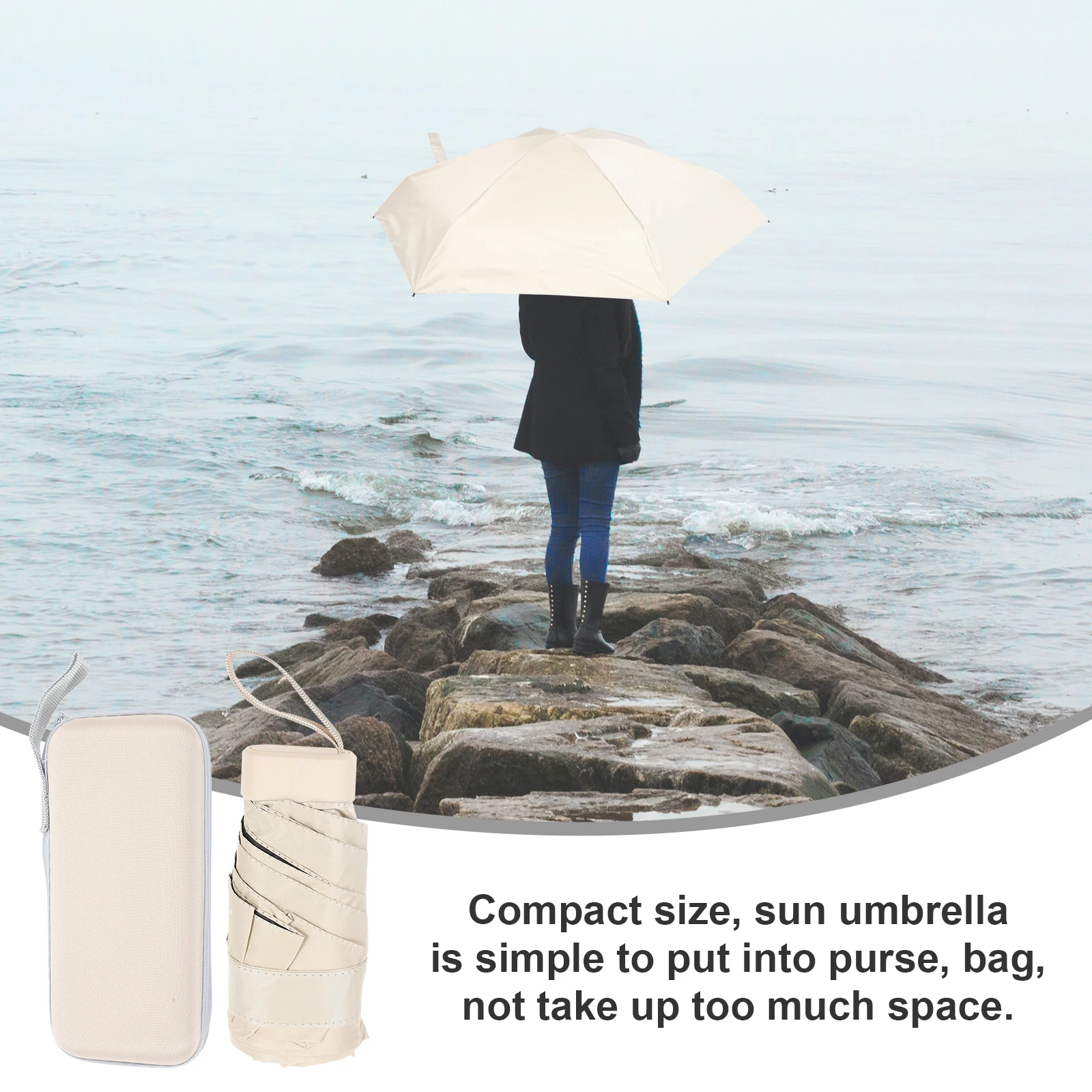 

Sun Umbrella Foldable Portable Umbrellas Compact Rain Travel Size for Women Card