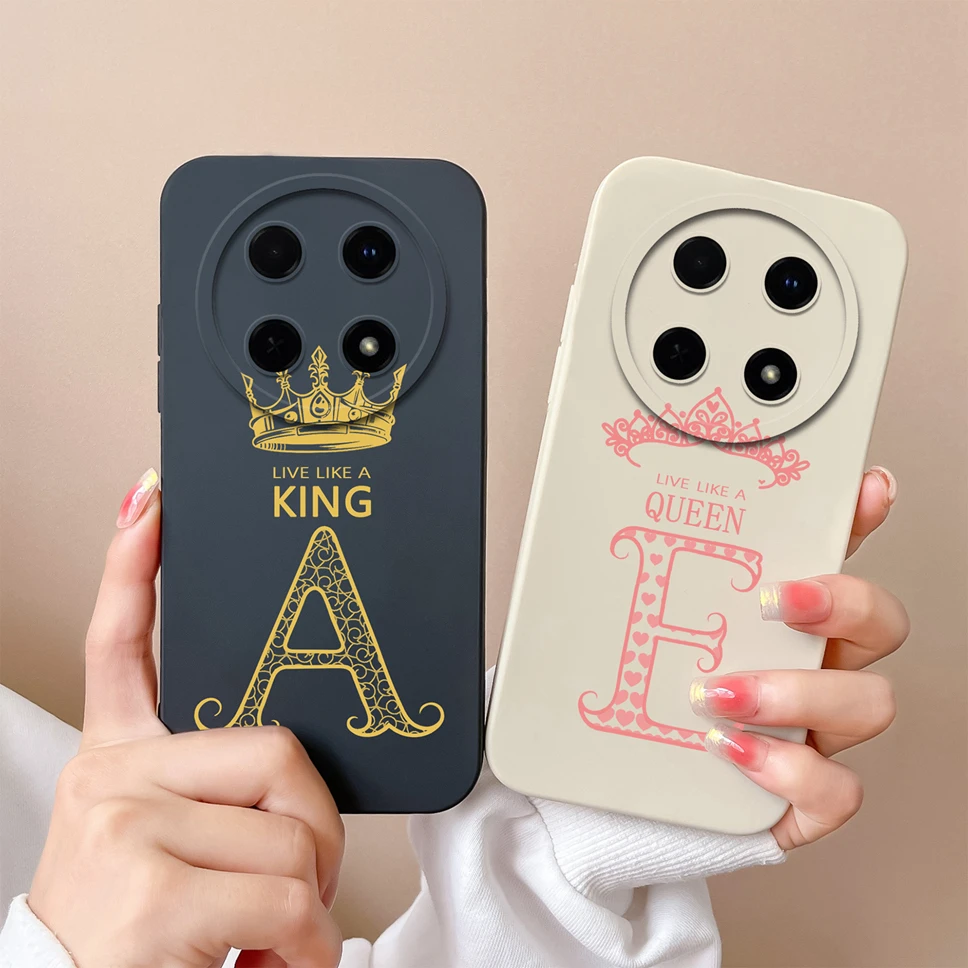 Etui na telefon Huawei Nova 12i Fashion Luxury Crown Letters Liquid Silicone Phone Cover Protective For HuaweiNova 12i Fundas Bumper