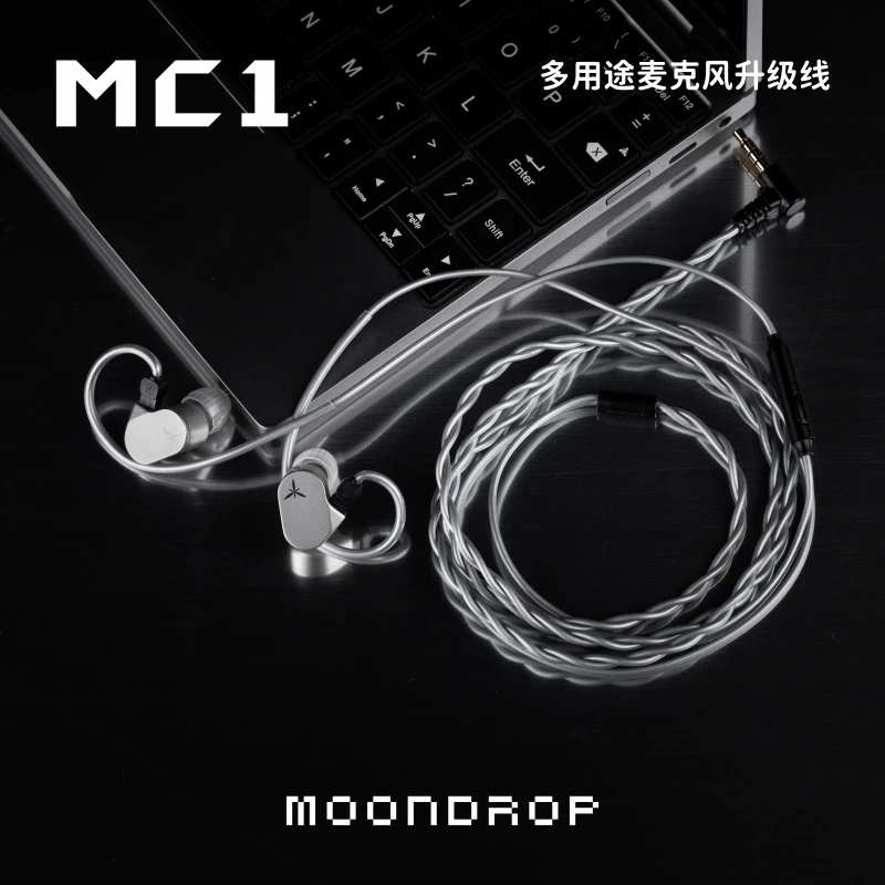 MOONDROP MC1 kabel mikrofon ditingkatkan 3.5mm, kabel mikrofon serbaguna 0.78mm-2pin