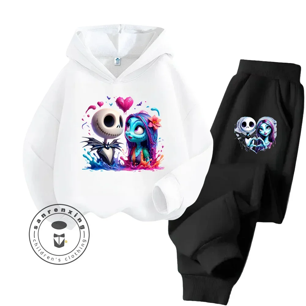 The Nightmare Before Christmas Kawaii Outfit dla 3-14 lat Chłopiec Dziewczynka Śliczne nadruki Idealny jesienno-zimowy uroczy dres uliczny z kapturem