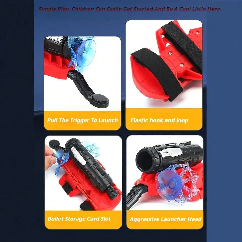 Cool Red Black Glove Wrist gel blaster For Children Soft Elastic Suction Cup Ejection Toys Holiday Gifts Toy Guns