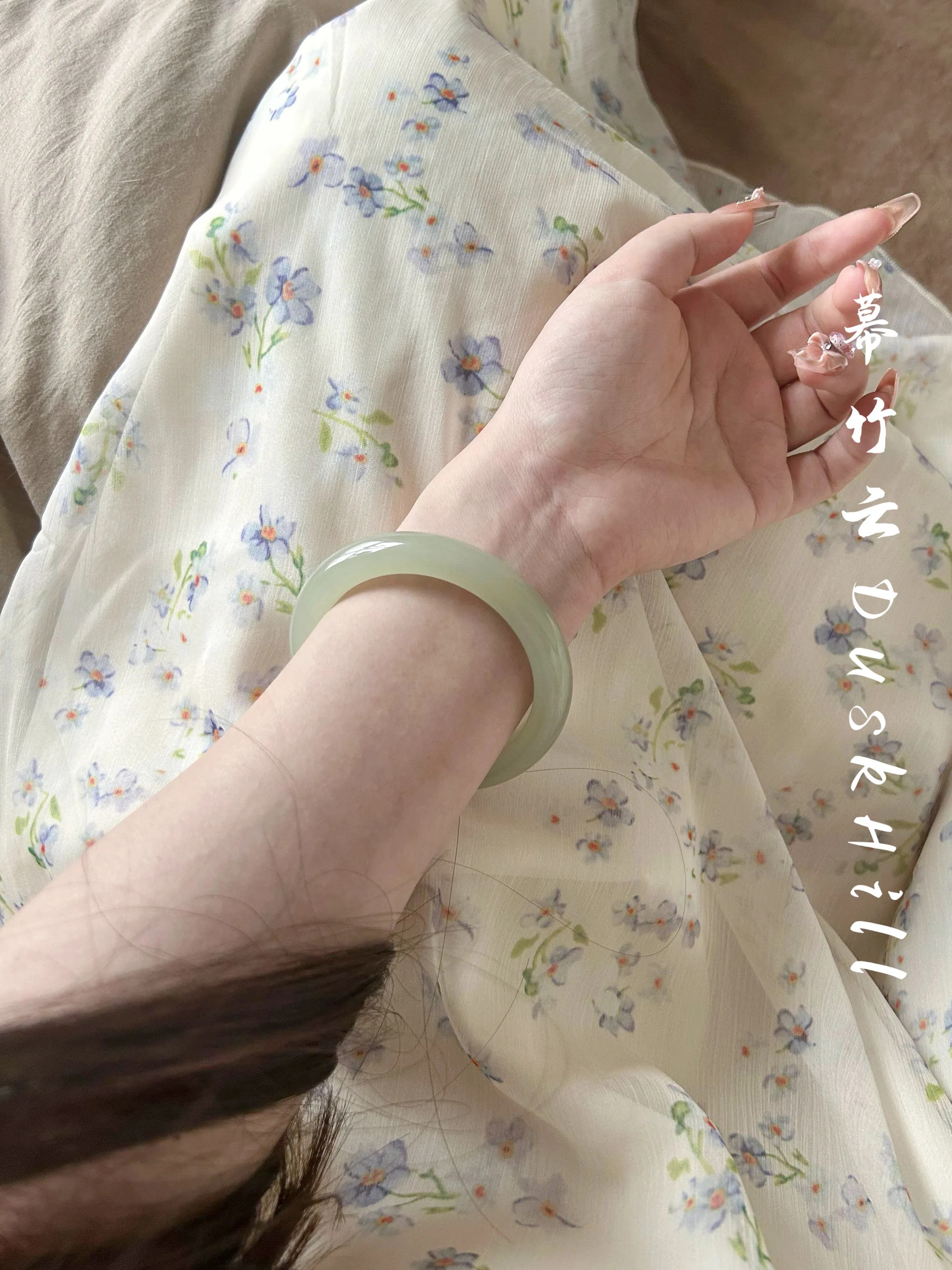 

Браслет из нефрита Дунлин, цвета чистой воды, синий, браслет из ледяного нефрита.