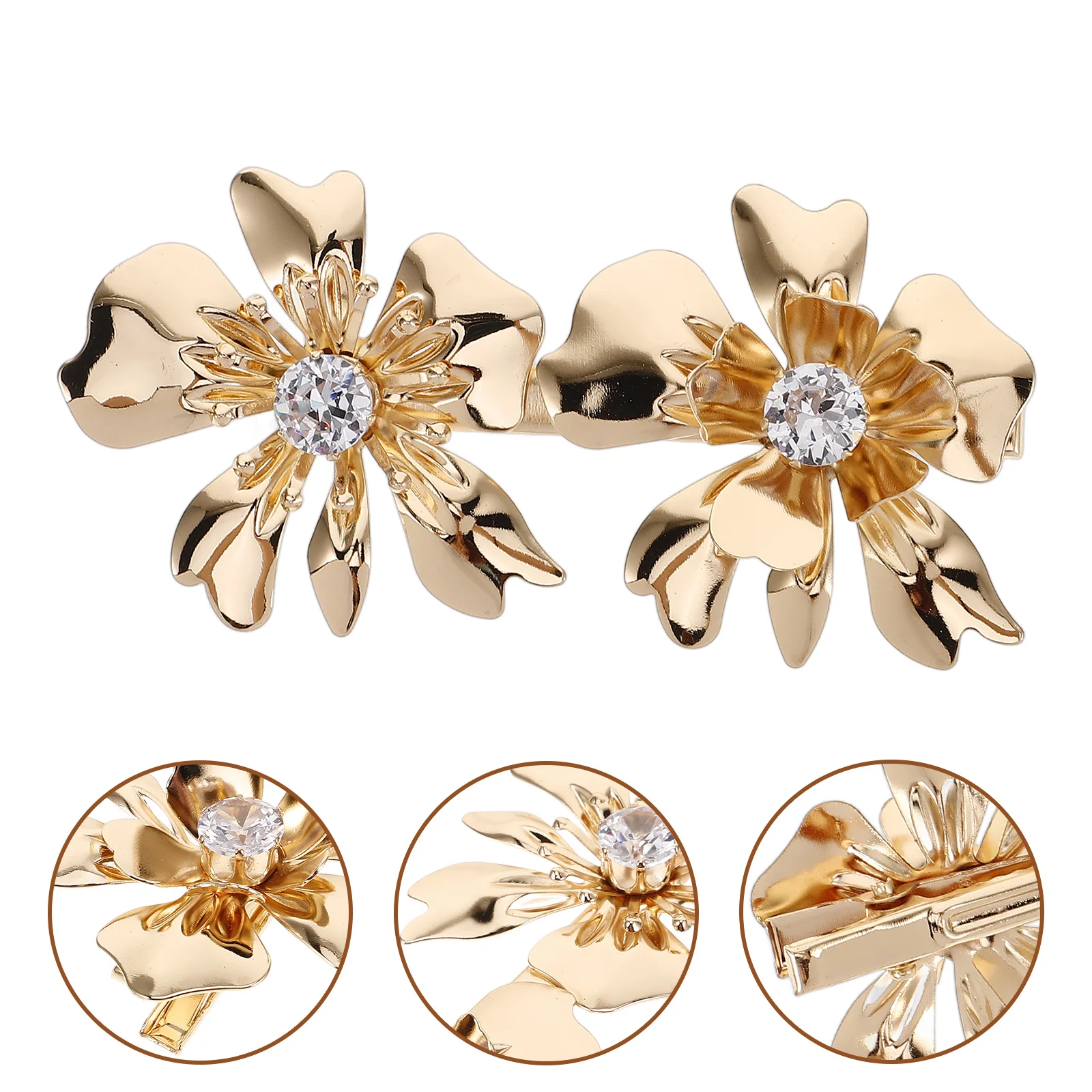 

2pcs 3D Hollow Four-Layer Five-Petal Flower Hair Clips Metal Delicate Women Accessories Vintage Decorative Small Durable