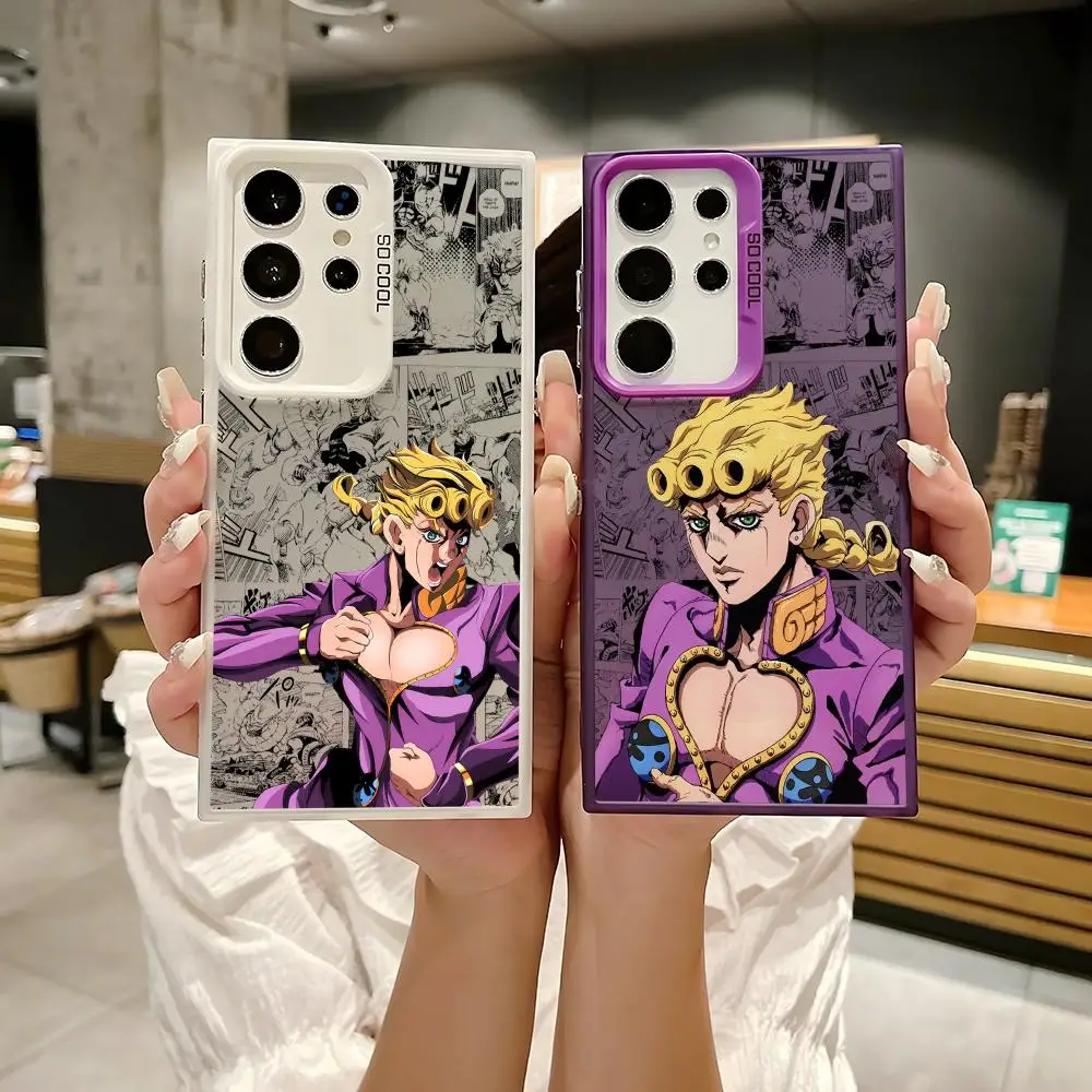 Anime G-Giorno Giovanna Phone Case Laser Matte Case for Samsung S25 S24 S23 S22 S21 Ultra Plus Shockproof Hard Back Cover