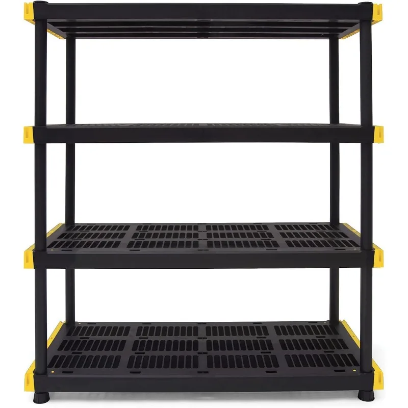 4-Tier Heavy Duty Plastic Storage Shelving Unit, 200lbs/shelf (55”H x 48”W x 20”D), for Indoor/Outdoor Organization