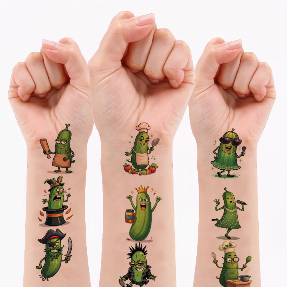 

54 шт., временные татуировки, маринованные персонажи, мультяшные маринованные водонепроницаемые долговечные наклейки на тело для взрослых, щеки, руки