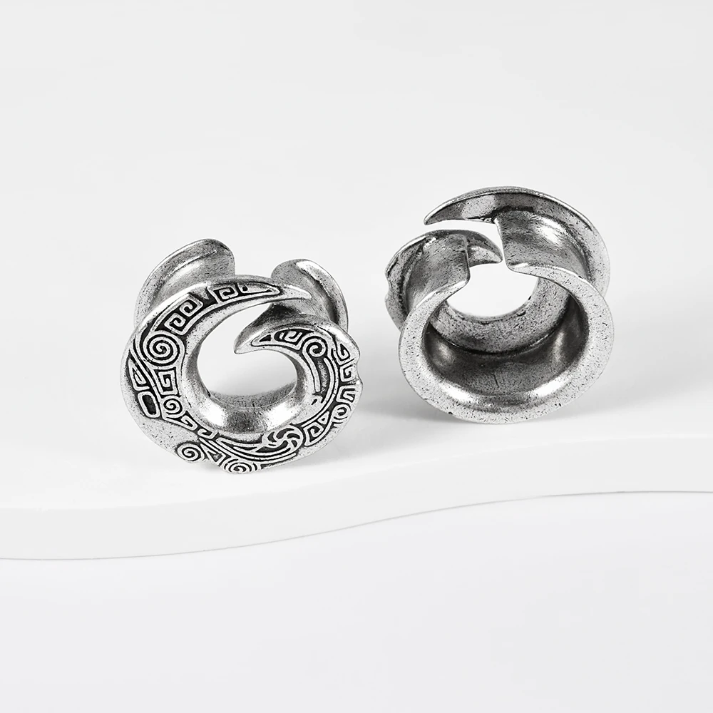 1-2PCS Copper Vortex Texture Flared Ear Plugs Tunnel Gauge Stretching Expander Body Piercing Jewelry 8MM-25MM