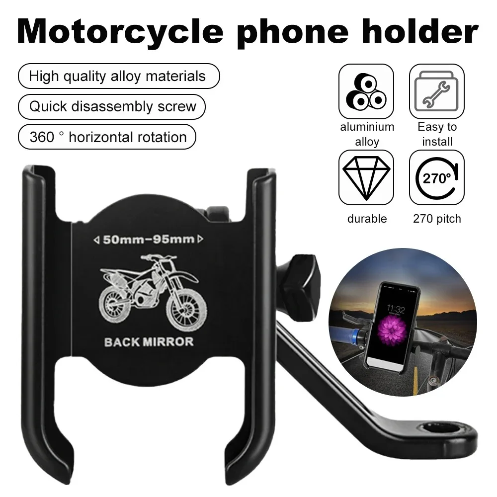 

Aluminum Alloy Bike Phone Holder GPS Bracket Rear View Mirror Mount Clip Moto Handlebar Stand For Xiaomi iPhone Samsung Huawei