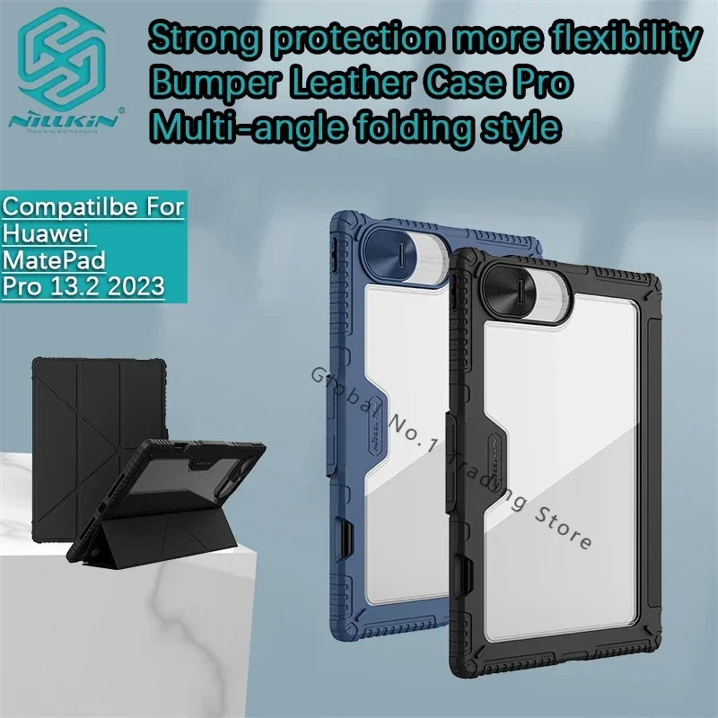 for Huawei Mate Pad Pro 13. 2023 Nillkin Bumper Leather Case Pro Multi-angle folding style Lens sliding cover protection cover