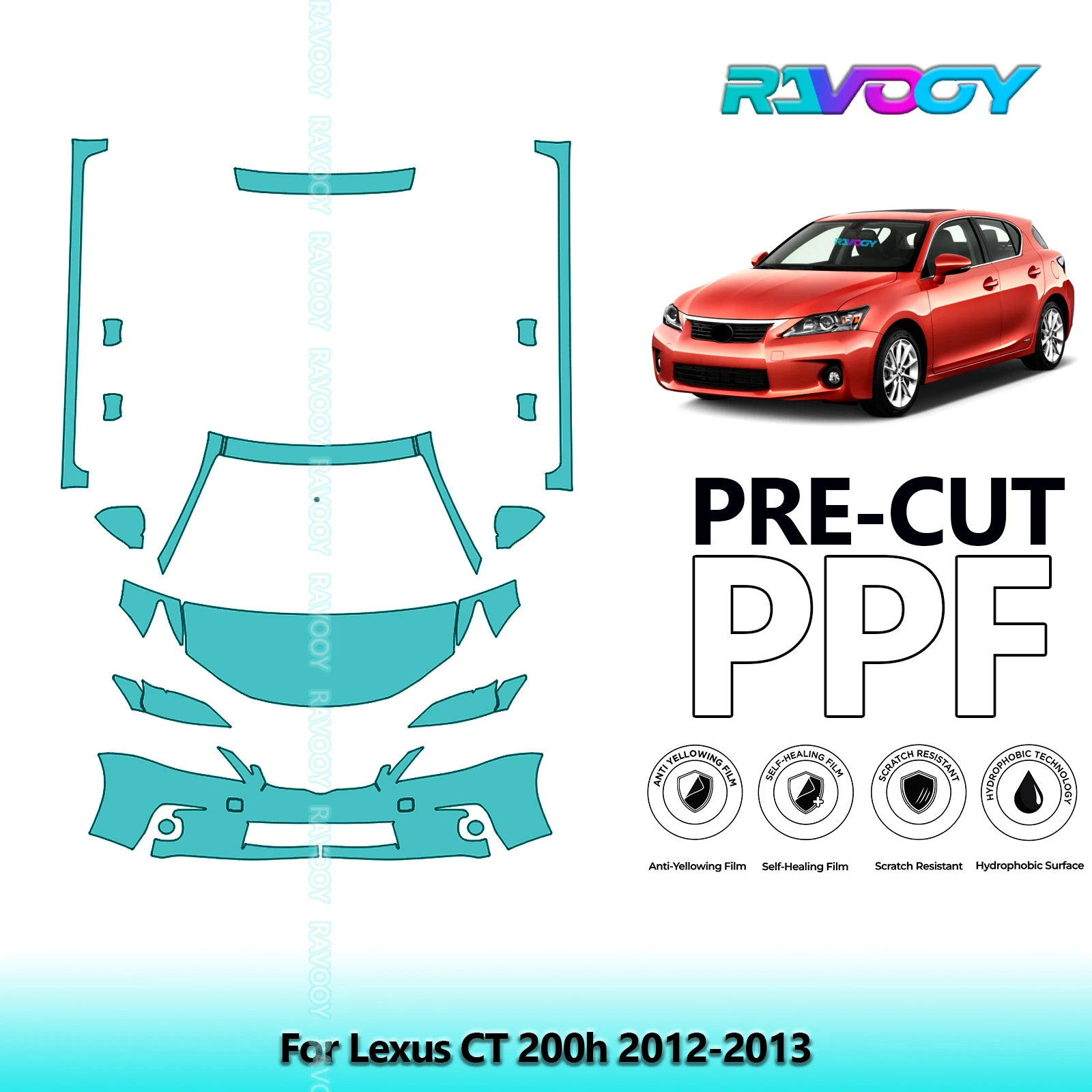 

Для Lexus CT 200H 2012-2013 передний комплект + подвески 8,5 мил, предварительно вырезанный комплект, защитная пленка для краски, прозрачный бюстгальтер PPF