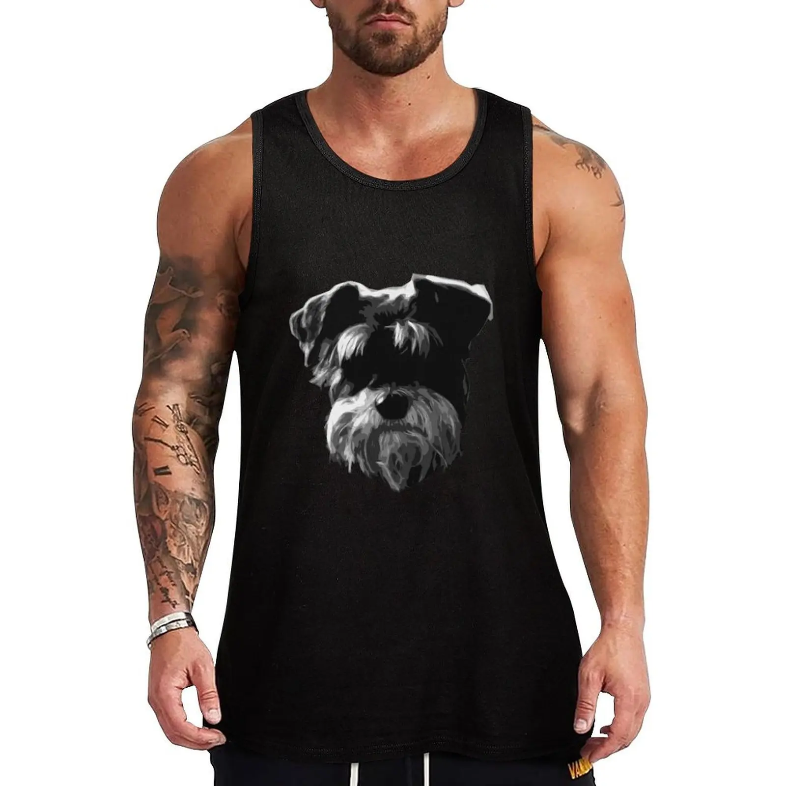 Little Schnauzer Tank Top men gym clothing T-shirt for fitness