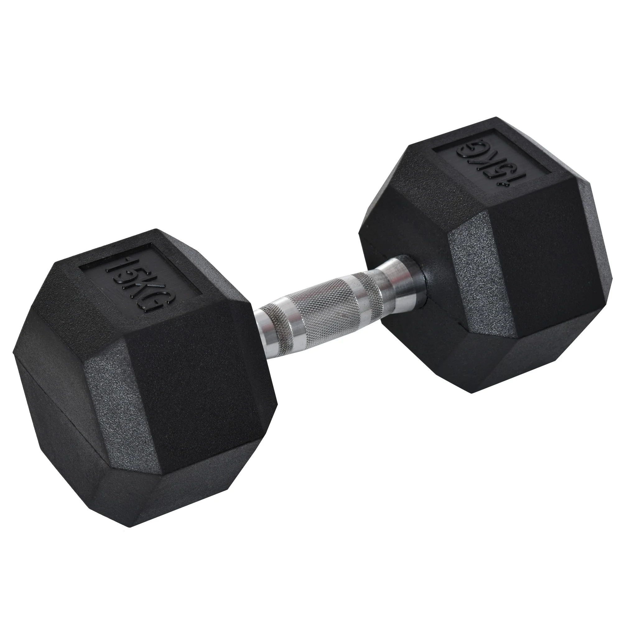 HOMCOM 15 KG hex dumbbell with black and silver metal connecting bar