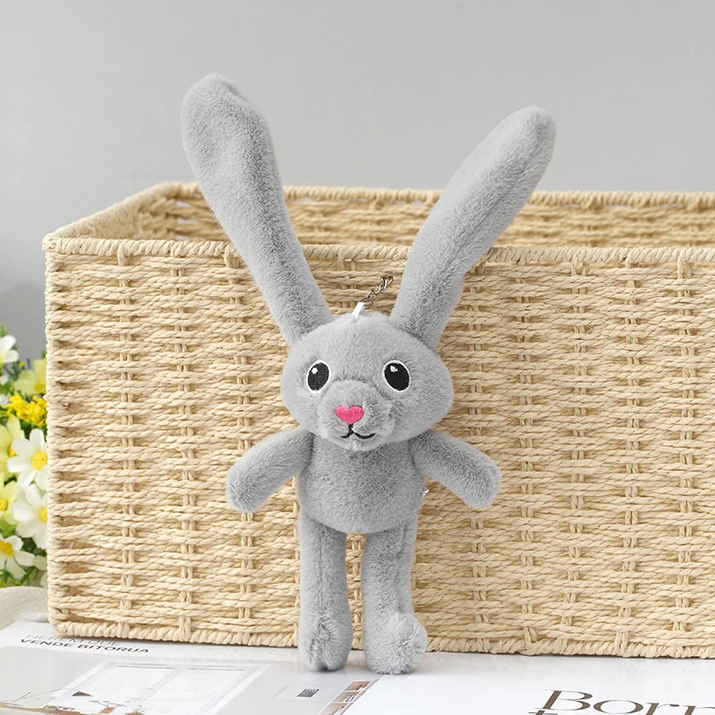 30cm Plush Rabbit Long Ears Pullable Rabbit Doll Keychain Ear Legs Retractable Rabbit Plush Toy Bag Ornament Children\'s Gift