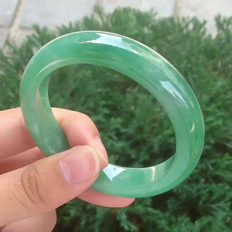 Natural jadeite bracelet ice glutinous seed dark green floating  light sunny green  jade bracelet jade bangle high quality