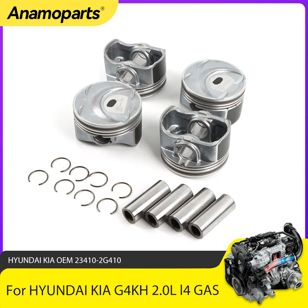 

Engine Parts Pistons With Rings Set Fit 2.0 L T G4KH For 12-22 Hyundai Sonata Kia Optima Sportage 2.0L 2.0T L4 GAS 23410-2G410