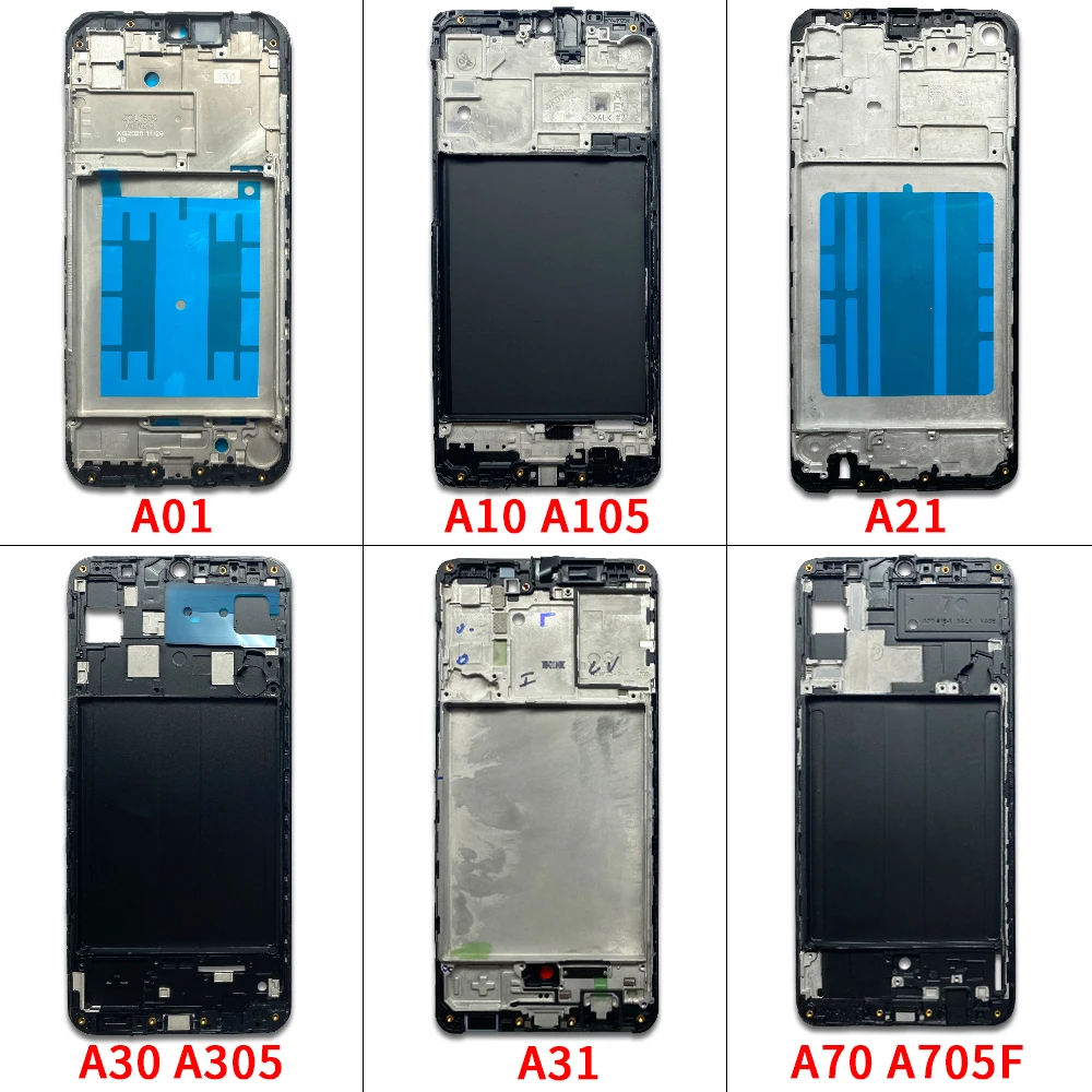 Front Housing LCD Screen Middle Frame Cover Bezel Plate Parts For Samsung A01 A10 A10S A20S A21 A30 A30S A31 A40 A50 A50S A70