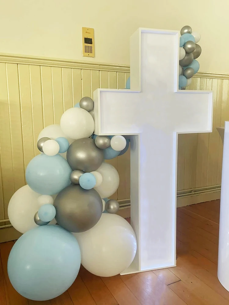 122 cm Kreuzmosaik Festzelt Schaumstoffbrett Kreuzförmige Ballonfüllbox Taufe Taufe Dekoration Erstkommunion Dekor – Detail 4