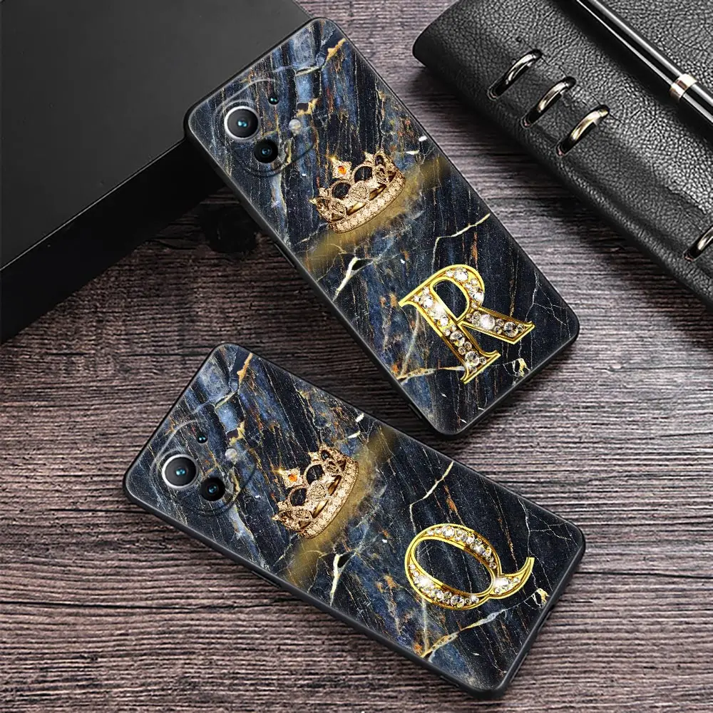 Fashion Crown Initial Letter R Q T Phone Case For Xiaomi 13T Pro Case Xiaomi 11 Lite 5G NE 12T 12 13 Pro 12 Lite 9 10 Back Cover