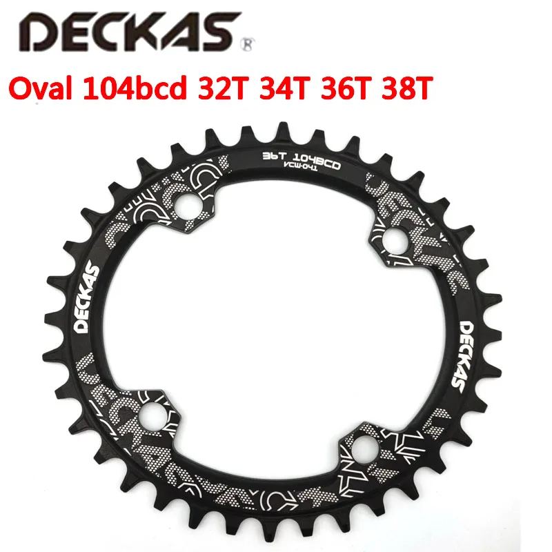 Deckas 104BCD Oval Narrow Wide Chainring MTB Mountain Bicycle 32T 34T 36T 38T Crown Crankset Single Tooth Plate Parts 104 BCD