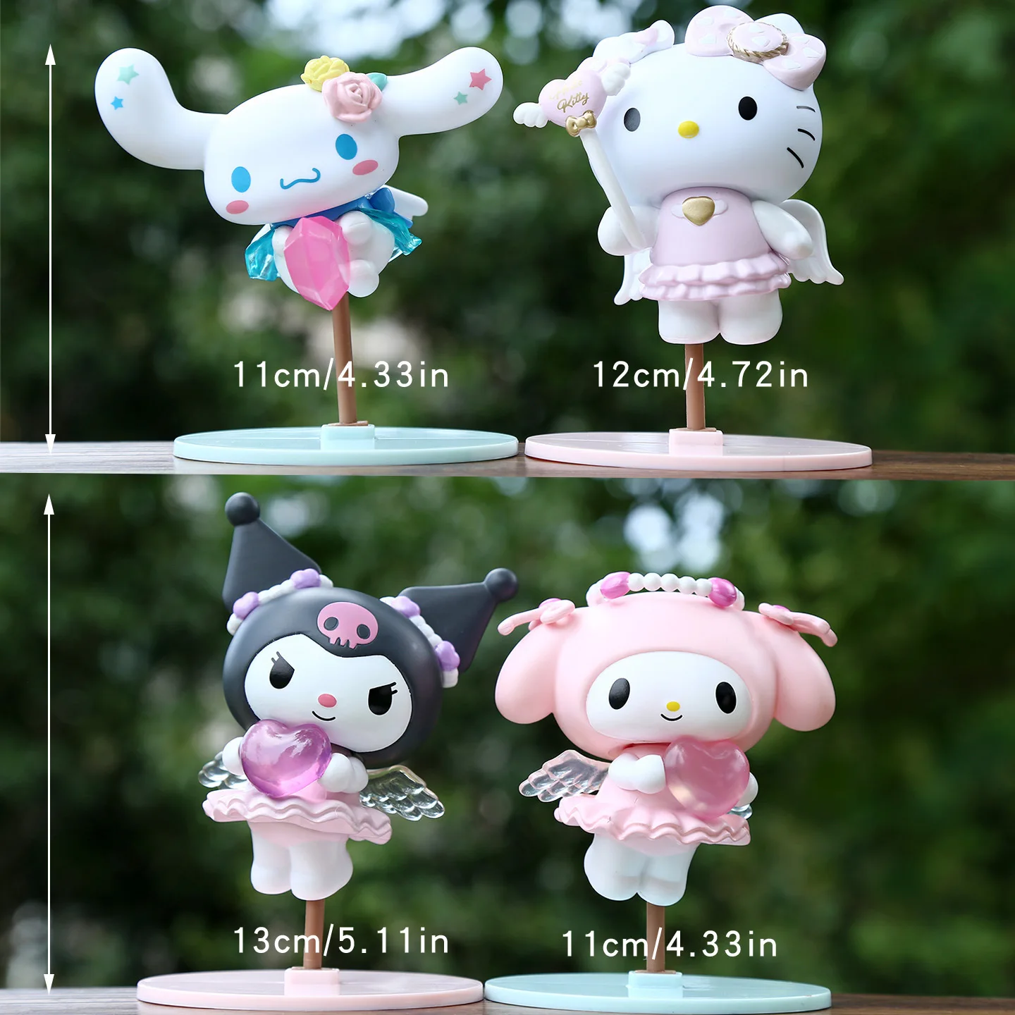 New 4Pcs Sanrio Figures Angel Series My Melody Kawaii Anime Decorative Ornament Collectibles Model Toys Doll Christmas Gifts