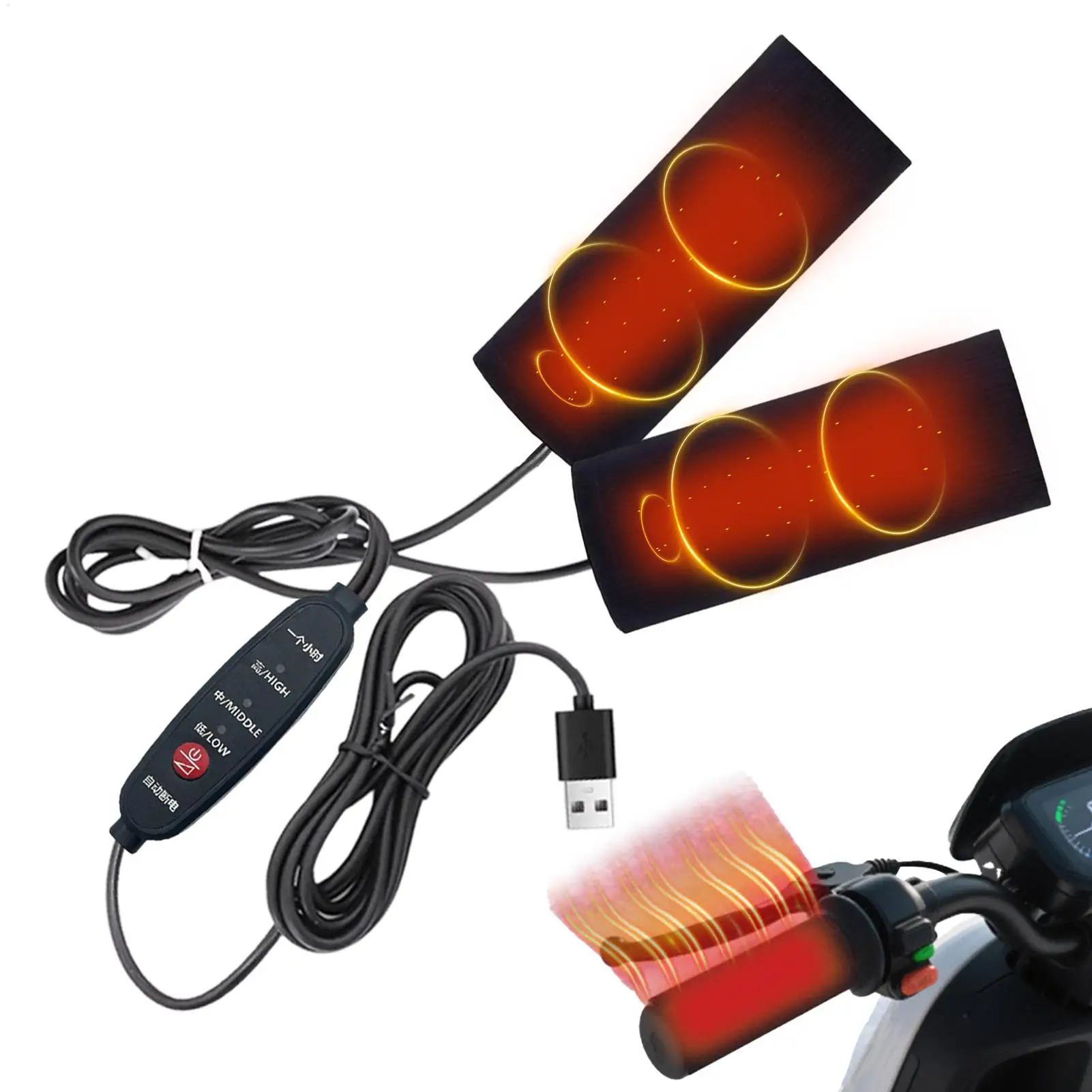 

12V 3-Gear Motorcycle Heated Hand Grip Adjustable Thermal E-bike ATV Handlebar Heater Warmer Kit Motorcycle Accessories