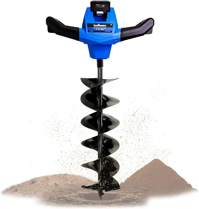 

Landworks Earth Auger Power Head Steel 6 дюймов x 30 дюймов, сверхмощный Электрический Беспроводной литий-ионный аккумулятор