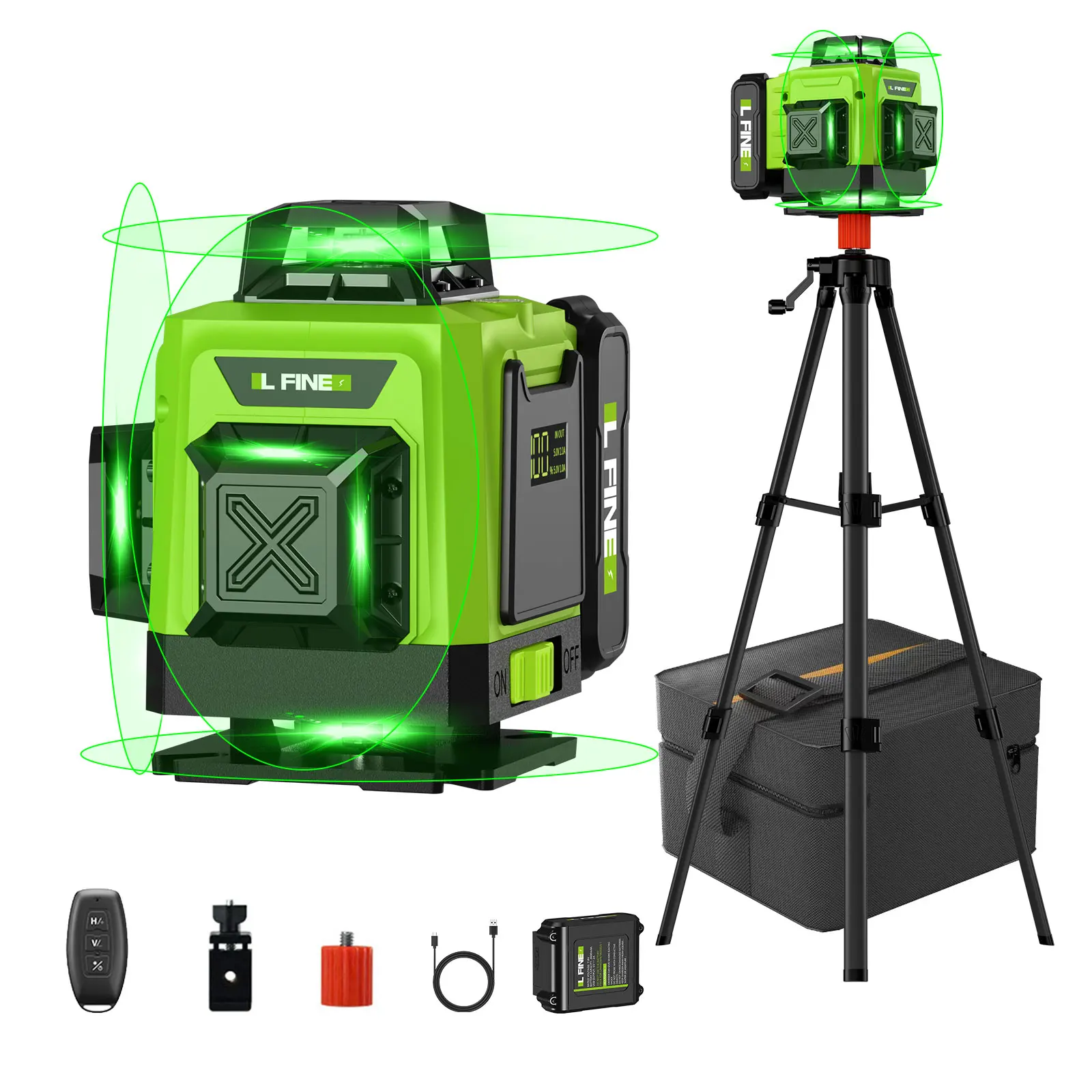 Laser Level Self-Leveling Horizontal Vertical Cross 16-line Green Light Nivel Laser Rechargeable Home Improvement Tools 09