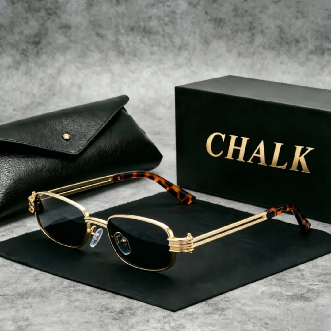 CHALK Neue Vintage-Sonnenbrille mit quadratischem Metallrahmen für Männer und Frauen, trendige Brille für Instagram, Hip-Hop-Street-Style.