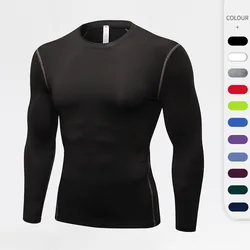 Nuovi uomini stretto allenamento top stretch esercizio fitness corsa manica lunga sudore vestiti ad asciugatura rapida t-shirt manica lunga vestiti