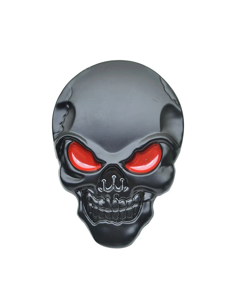 @% الجمجمة الهيكل العظمي جمجمة رأس ثلاثية الأبعاد جسم السيارة المعدني ملصق السيارات الخلفية شعار شارة ملصق الكروم والأسود للسيارات سيارة دراجة نارية