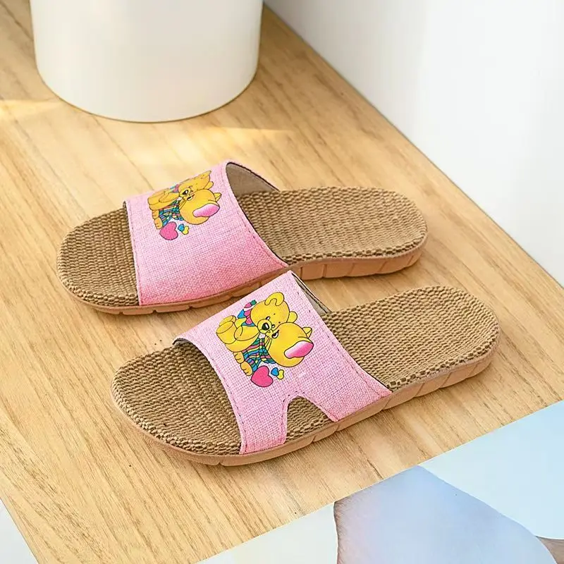 

Детские летние льняные тапочки для мальчиков и девочек, легкие, нескользящие, впитывающие пот, домашние тапочки, бесшумные тапочки